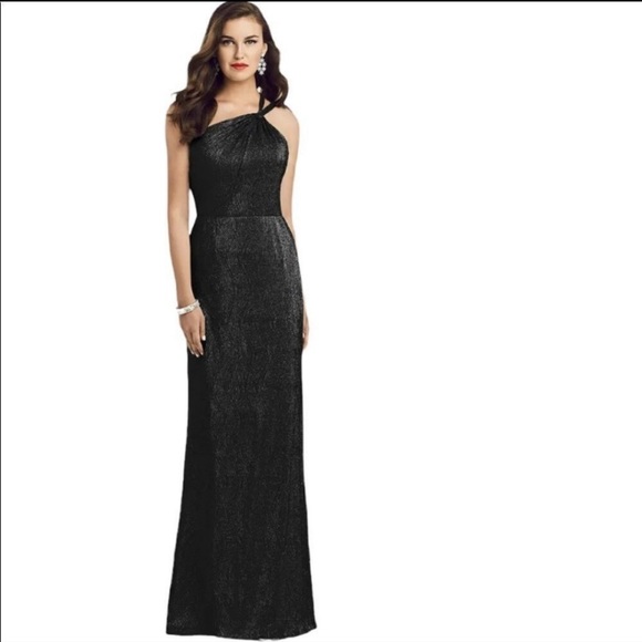 Dessy Collection Soho Metallic One-Shoulder Gown - Picture 1 of 4